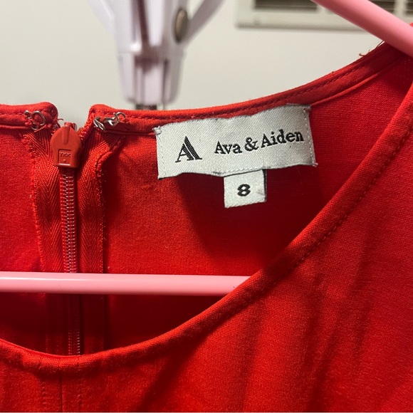 Ava and Aiden Red Work Dress size 8 zipper detailing - Picture 2 of 6